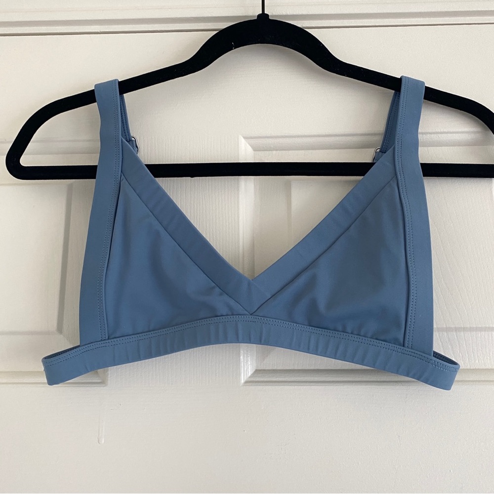 FAE swim Lais Adjustable Strap Triangle Top in Riva Blue Size Large - Picture 4 of 7